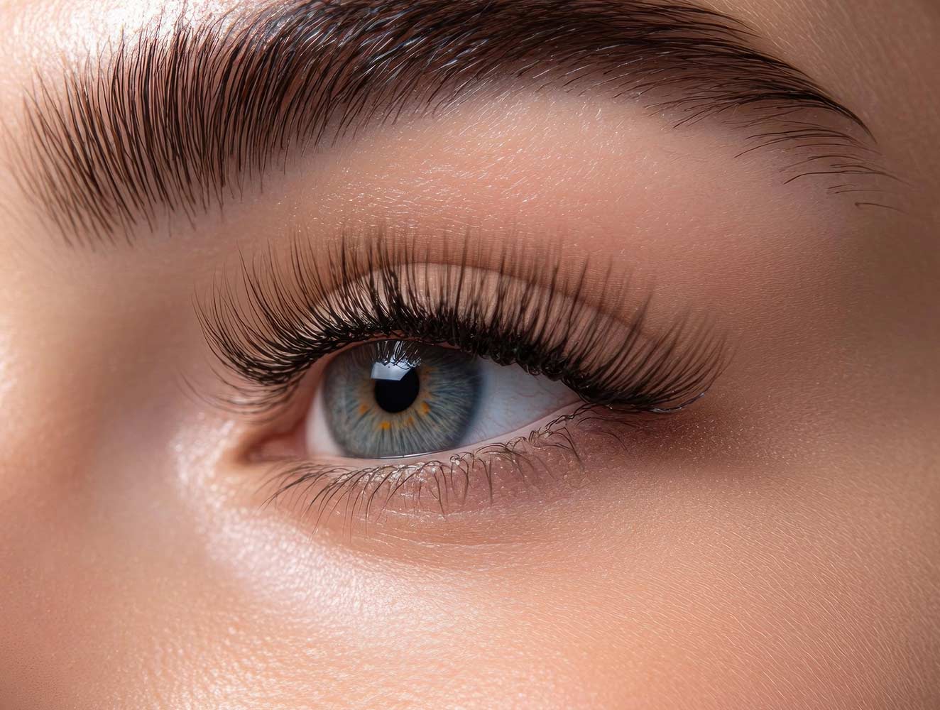 Wimpern und Augenbrauen-Lifting München Neuhausen. Closeup von Lashlift und Browlift